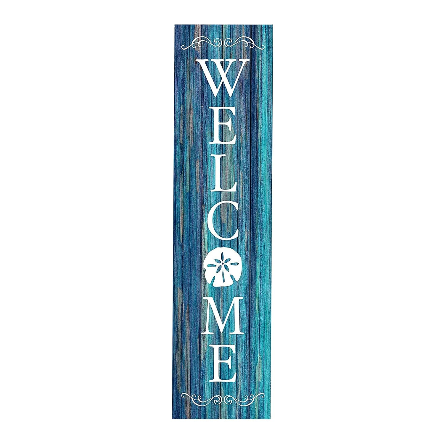 Blue Coastal Welcome Sign For Front Door, Wooden Porch Decor, Durable ...
