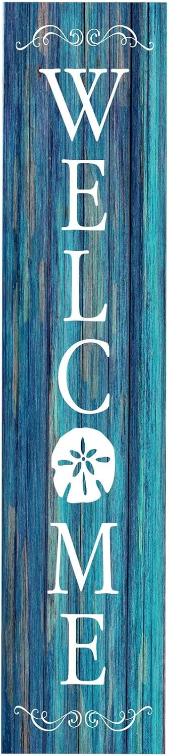 Blue Coastal Welcome Vertical Wood Print Sign Wooden Sign Rustic Wall ...