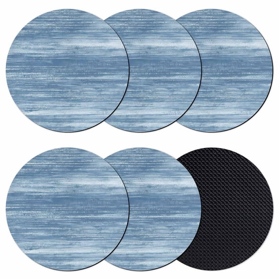 Blue Coasters Set of 6, Absorbent Coasters for Drinks, Vintage Modern Abstract Art Ombre Coaster for Desk Coffee Table Protection, Home Decor House Warming Gifts 4"