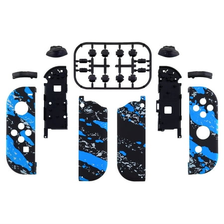 Blue Coating Splash Patterned Replacement Housing w/Full Set Buttons for Nintendo Switch/OLED Joycon