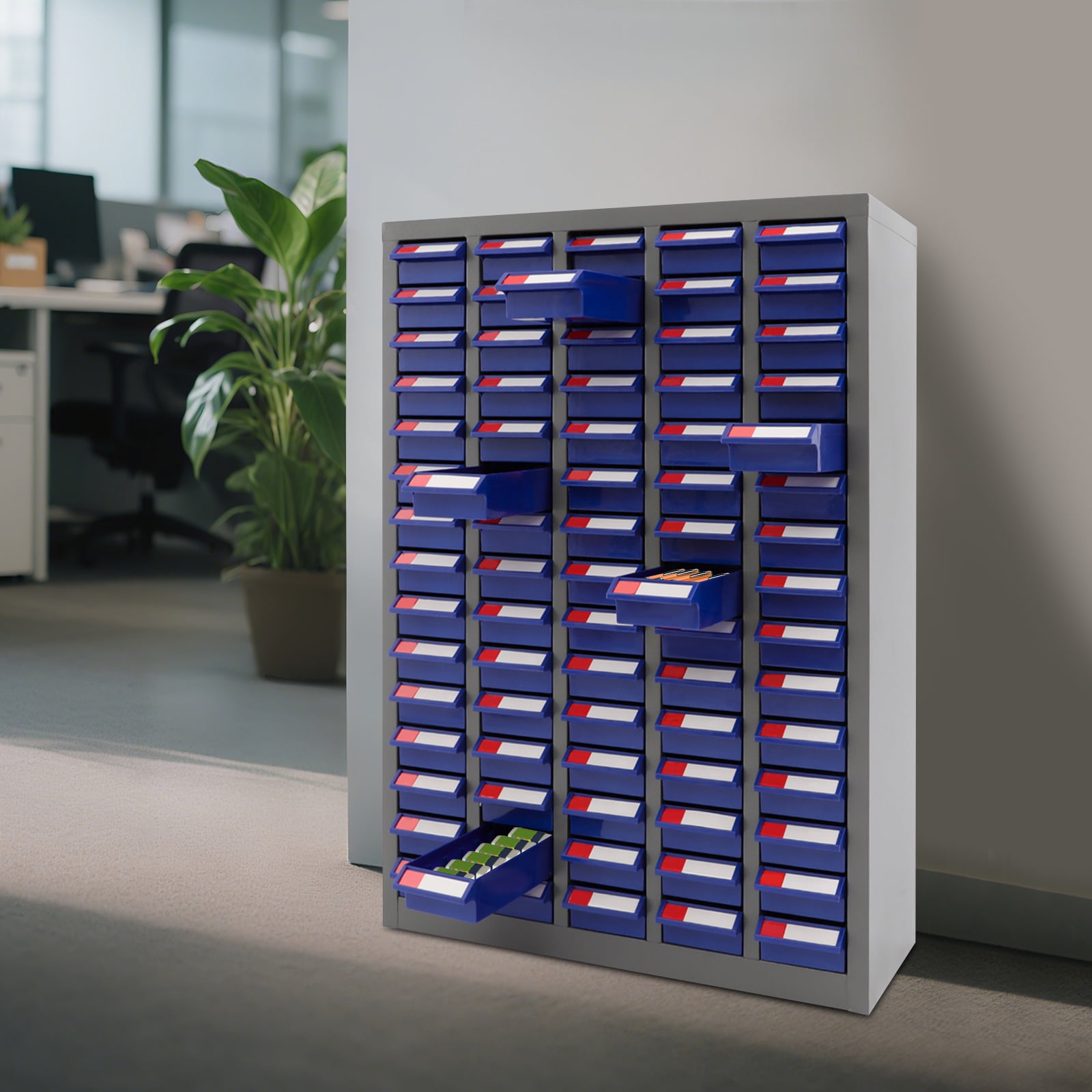 Blue Cold-Rolled Steel 65*22*86cm 75 Drawer Parts Material Cabinet ...