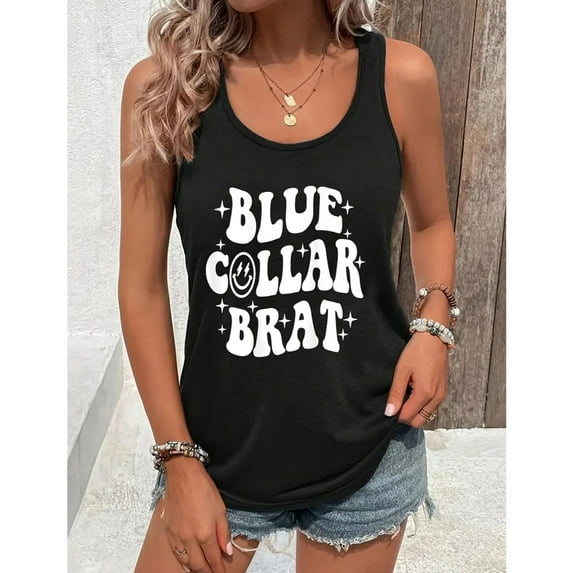Blue Collar Brat Tank Top– Funny Blue Collar Wife Tank , Sassy Working Class Babe Top, Cute Country Girl Graphic Top