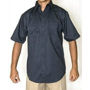 BLUE COLLAR OUTLET Men's Shirt Navy Short Sleeve Uniform Work Shirt, 65% Poly 35% Cotton Twill with Soil Release