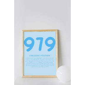 Blue College Station Area Code Poster
