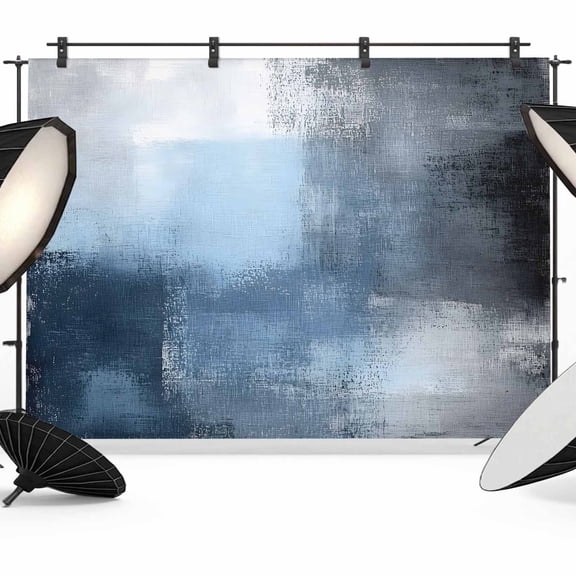 Blue Color Block Backdrop for Photography, Abstract Shabby Modern Art Photo Backdrop Portrait Background Party Banner Photo Backgrounds for Studio Booth Props, 12x8ft