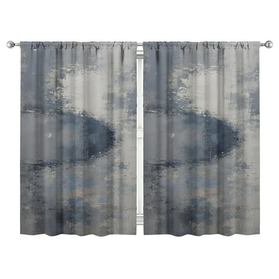 Blue Color Block Curtains-blackout Curtains Bedroom Decor Living Room Darkening Grommet Window Drapes 2 Panels Set 52"x 84"