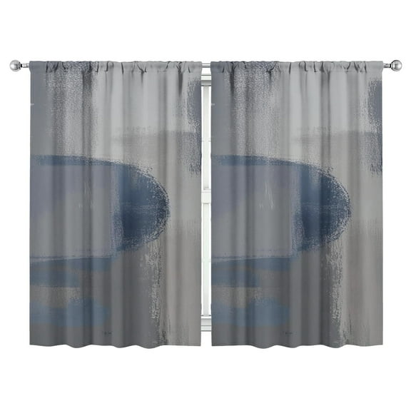 Blue Color Block Curtains-blackout Curtains Bedroom Decor Living Room Darkening Grommet Window Drapes 2 Panels Set 52"x 84"