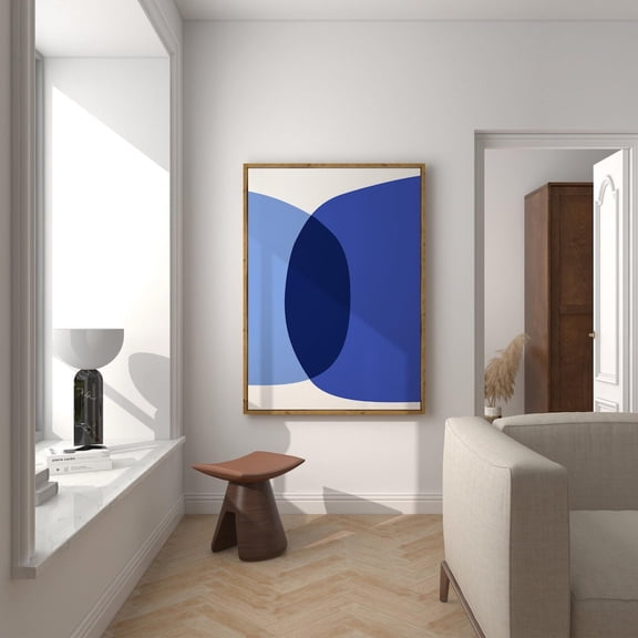 Blue Color Block Wall Art, Minimalist Poster, Navy Blue Abstract Guy Apartment Decor, Living Room Wall Art, Mid Century Decor, Unframed Poster Size 24x36