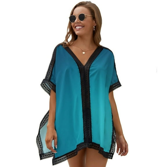 Blue Color Blur Background Printed Women's Swimsuit Cover Up Summer Swimsuit Dress
