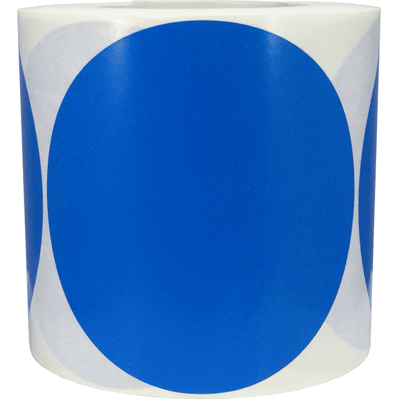 Blue Color Coding Inventory Stickers, 5 Inches Round, 500 Labels on a Roll