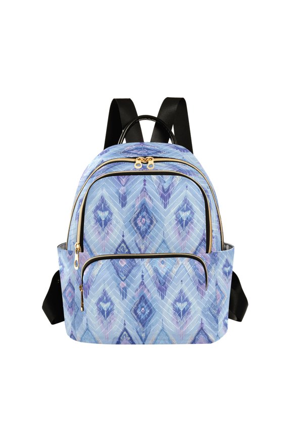 Blue Color Embroidery Plaids Tassels Quilted Backpack Fashion Daypack Commuter Bag for Women 8.5 L
