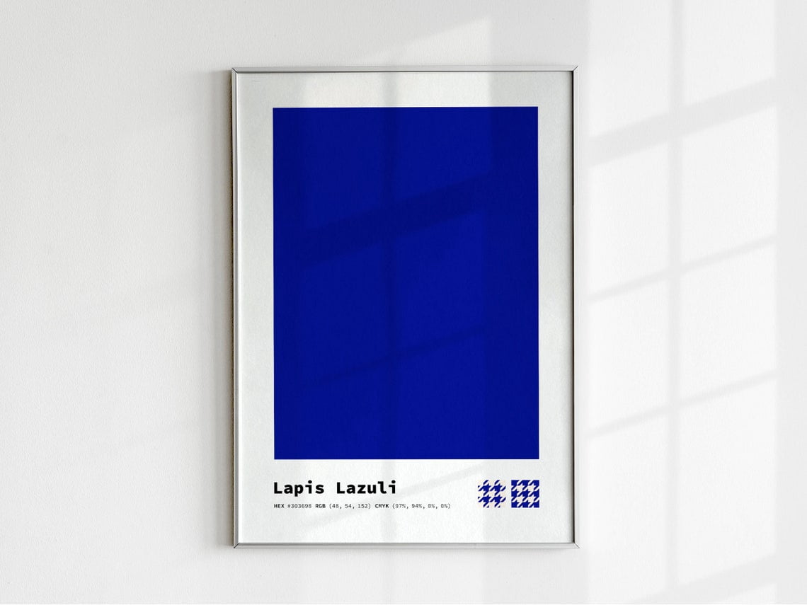 Blue Color Swatch Wall Art, Lapis Lazuli Blue Color Swatch Poster, Blue ...