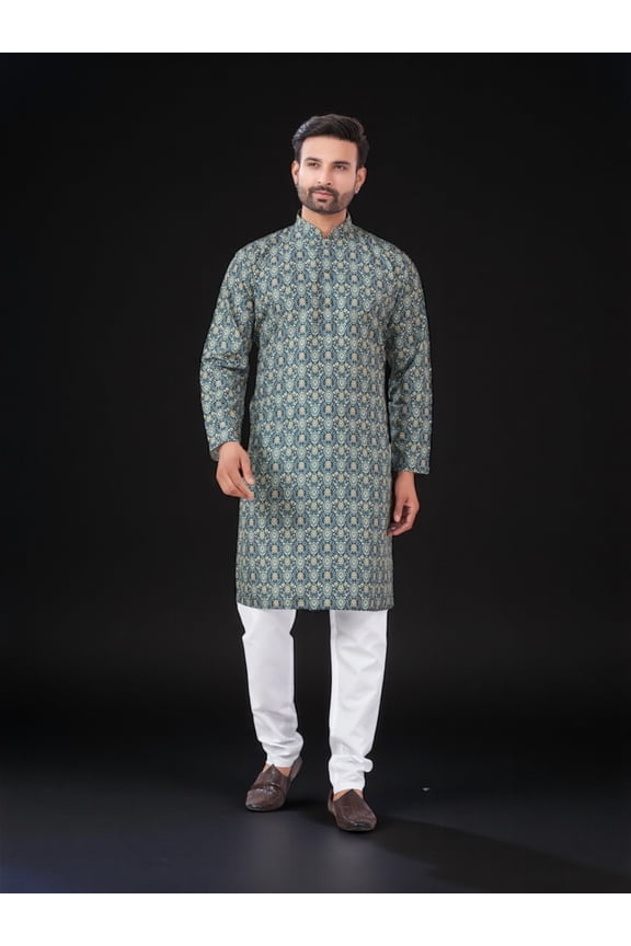 Blue Color Traditional Men's Kurta Pajama Set– Cultural Wear for Men