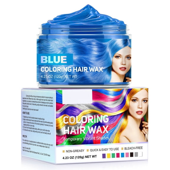 Blue Coloring Hair Wax – Temporary Vibrant Shades, Non-Greasy, Quick & Easy to Use, Bleach-Free, Gentle Formula for All Hair Types, Perfect for Parties, Cosplay and Daily Use