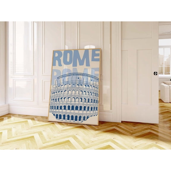 Blue Colosseum Rome Italy Art Modern European Cityscape Wall Decor 3 Unframed Paper Print