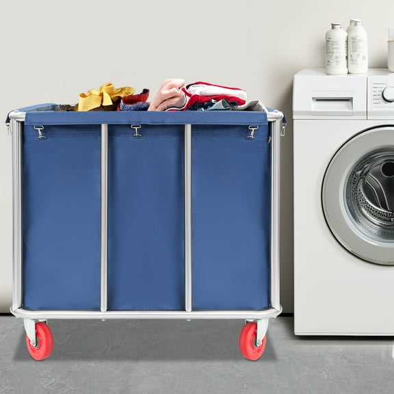Blue Commercial Laundry Cart with Wheels Laundry Cartfor Home,Hotel,Apartments, Warehouses, Hospital