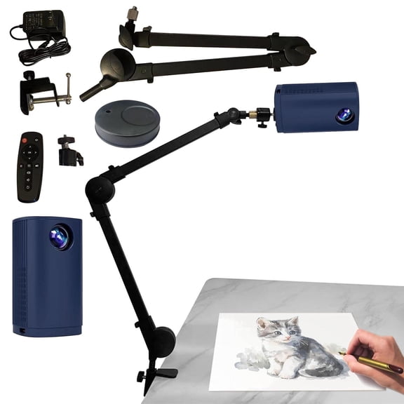Blue Mini Portable Art Projector For Tracing Drawing Painting Desktop Canvas Wall Digital Projector Us Plug 1280X720P