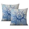thumbnail image 1 of Blue Compass Anchor Sailboat Throw Pillow Cases 16x16, Set of 2, Coastal Navigation Throw Pillow Cases, Ocean Theme Decorative Cushion Covers for Couch Sofa Room, 1 of 7