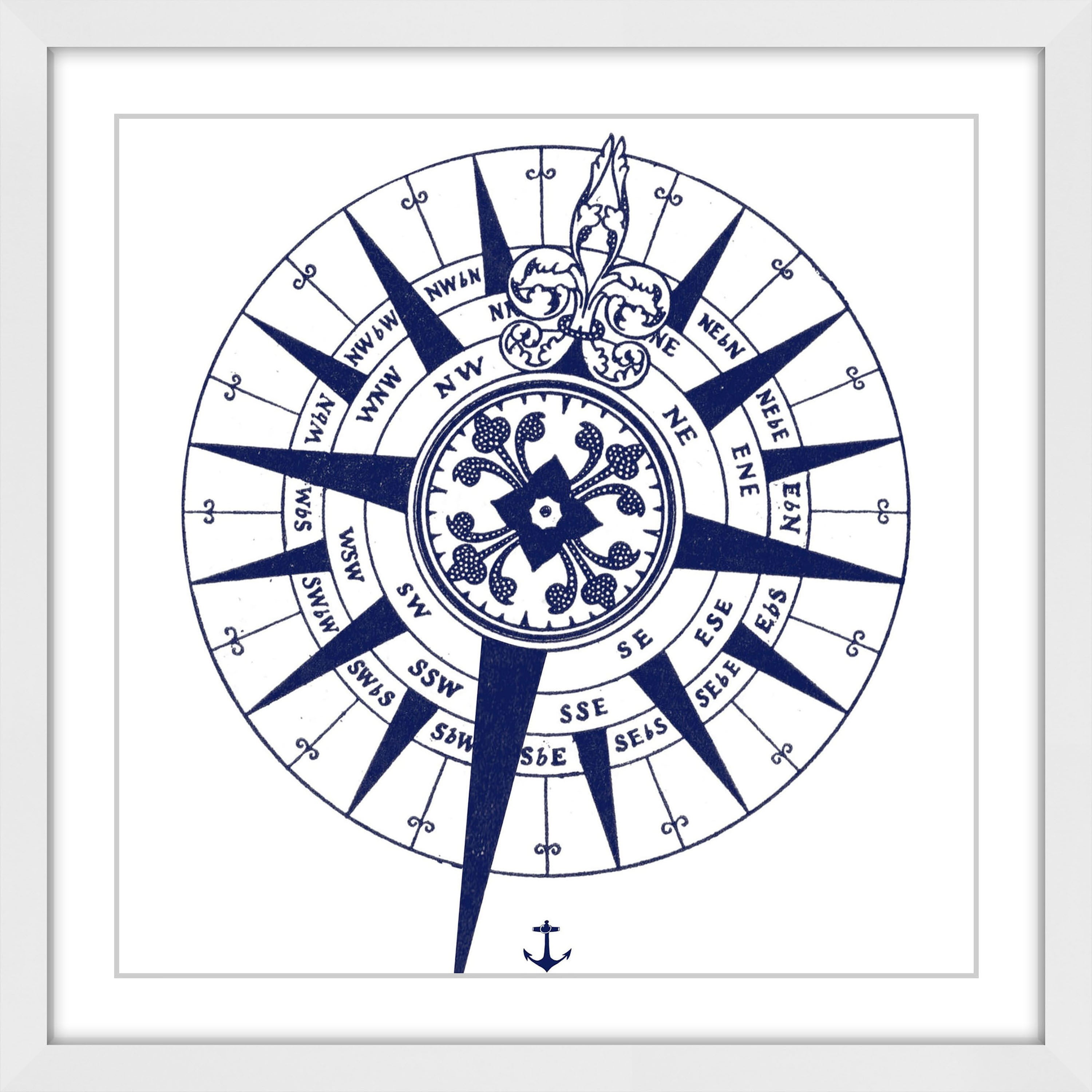 "Blue Compass" Framed Painting Print