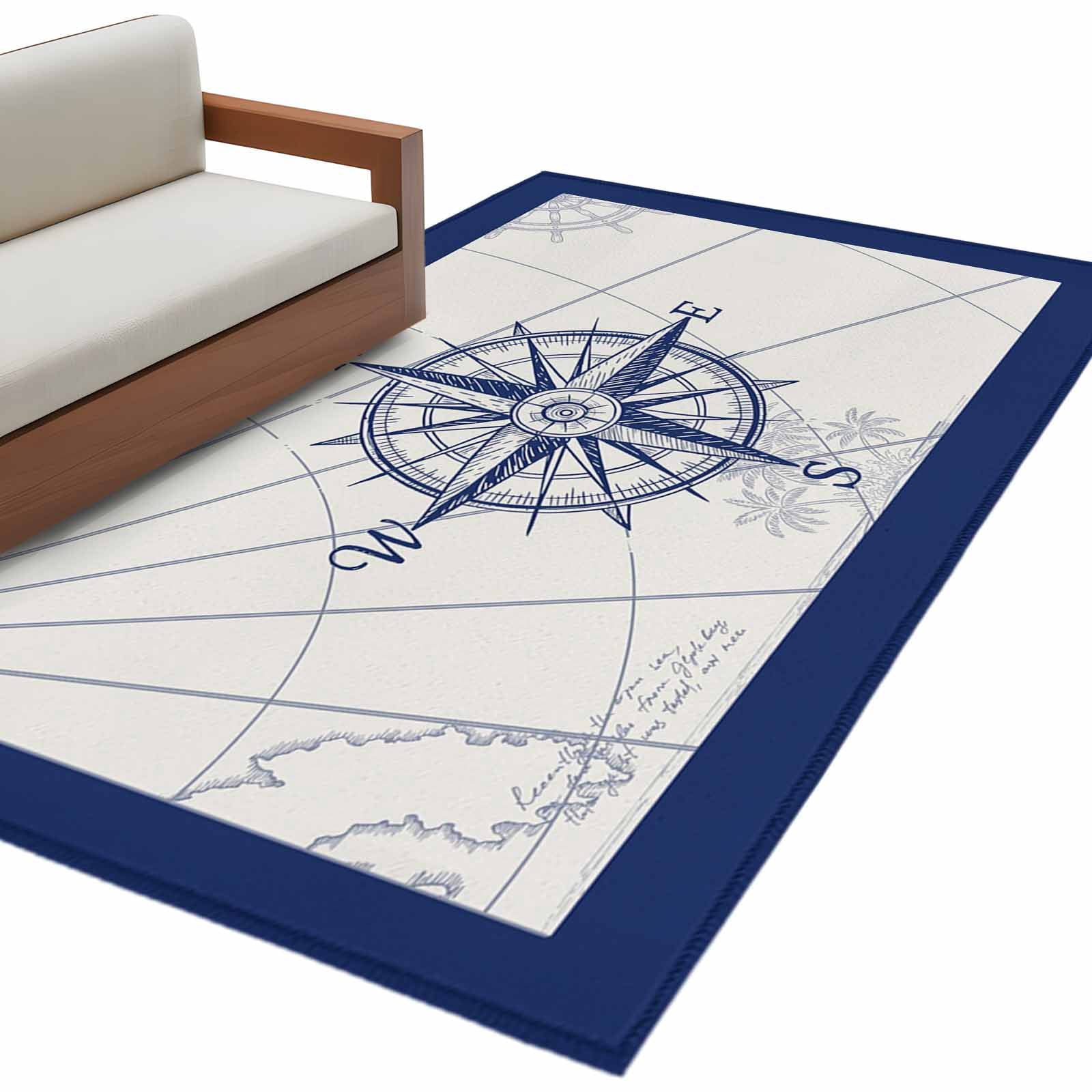 Blue Compass Nautical Area Rug 3x5 FT, Non Slip Entryway Bedside Carpet ...