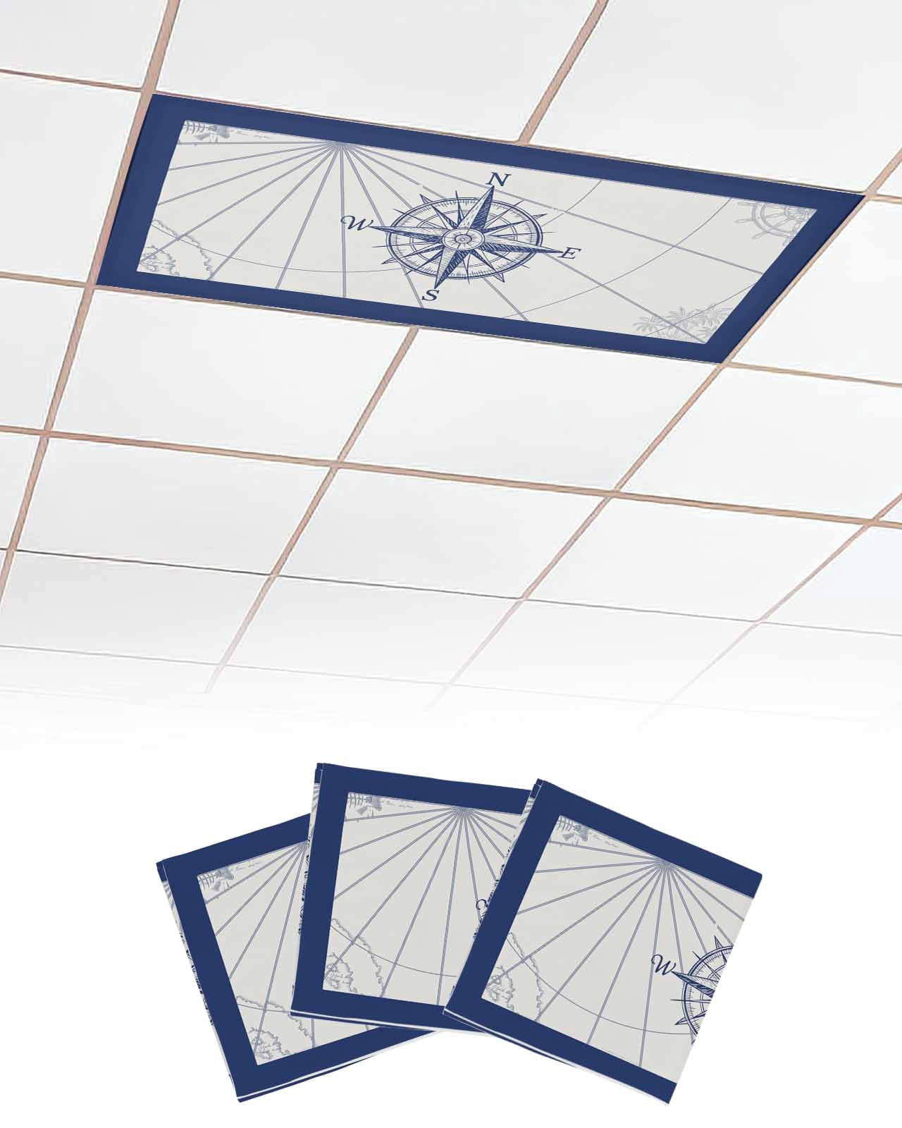 Compass Rally Ceiling Light Blue Compass Nautical Fluorescent Light Covers for Ceiling Lights 4x2 ...