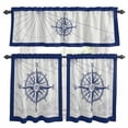 thumbnail image 1 of Blue Compass Nautical Kitchen Curtains Sets for Windows 36 Inch Length, Coastal Abstract Art Retro Rod Pocket Window Treatments Tier Curtains and Valances Set for Bedroom/Bathroom, 1 of 8