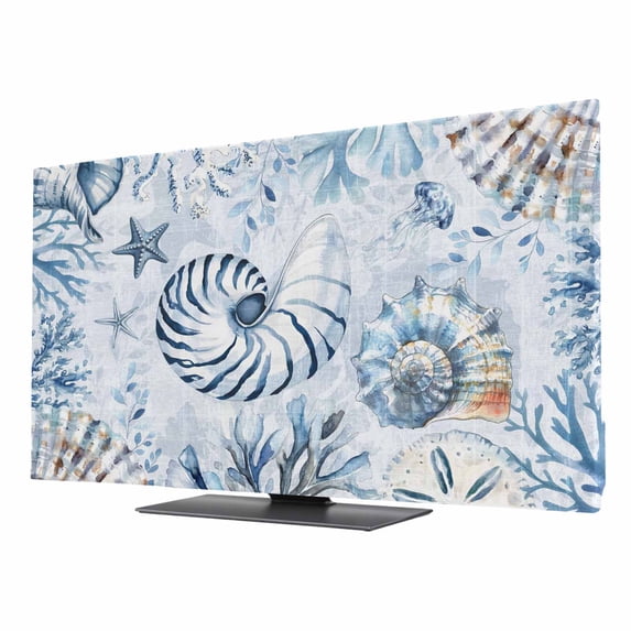 Blue Conch Coastal TV Cover for 24 Inch Screen,Stretch Fabric Dustproof ...