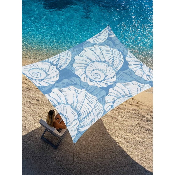 Blue Conch Sun Shade Sail 14' x 18', Coastal Summer Ocean Beach ...