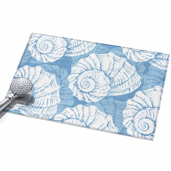 Blue Conch Washable Area Rug 2 x 3 ft Coastal Summer Ocean Beach Nautical Modern Soft Non Slip Rugs Stain Repellent Indoor Felt Carpet for Living Dining Room Bedroom Home Office