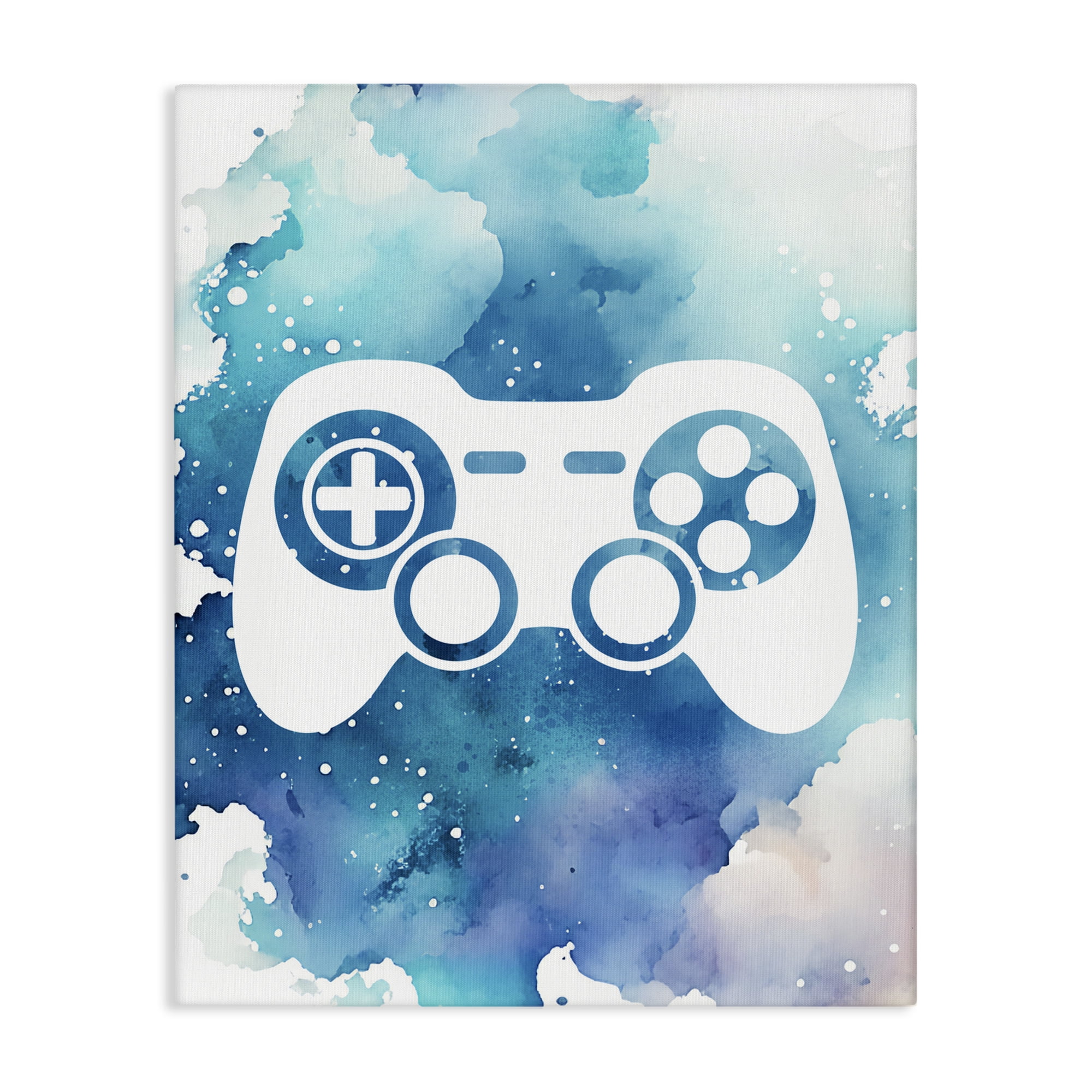 Blue Controller Splatter Canvas Wall Art, design by Marcus Prime