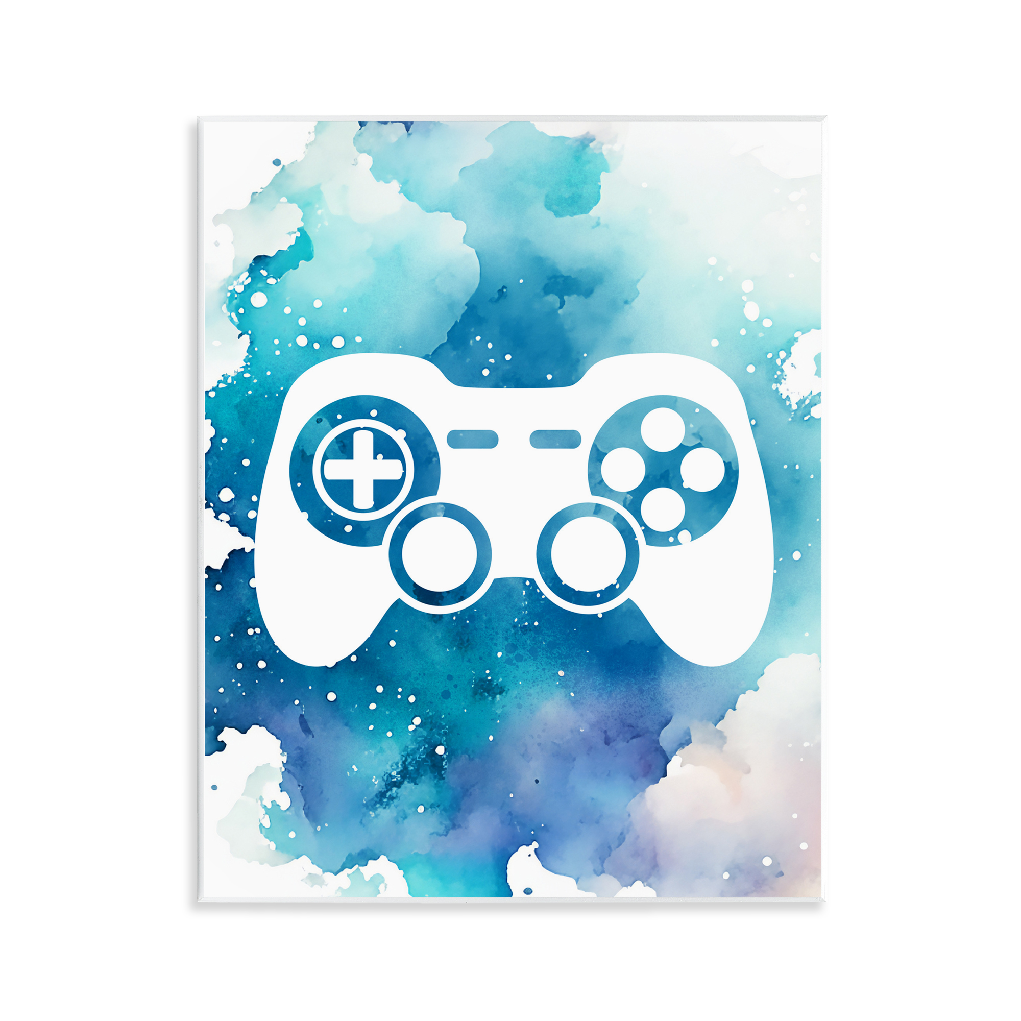 Blue Controller Splatter Wall Plaque Art, design by Marcus Prime