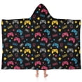 thumbnail image 1 of Blue Controllers Games Icons Black Pattern Hooded Bath Towel，60"x35" for Ages 3 To 12 Kids, Quick Dry Lightweight Soft Microfiber Hood Beach Towel Cover Up for Kids, 1 of 7