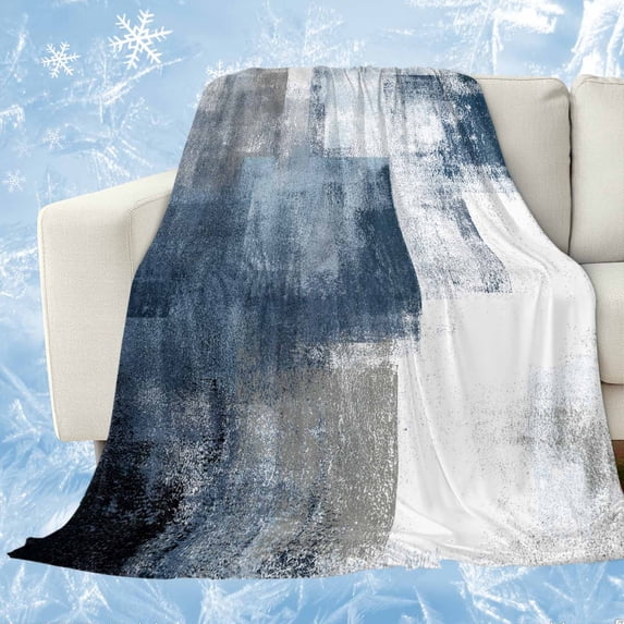 Blue Cooling Blanket, Lightweight Breathable Summer Throw Blanket with Double Sided Cold Effect, Retro Oil Painted Modern Abstract Art Picnic Beach Blankets Bed Sheet for Hot Sleepers 50"x60"