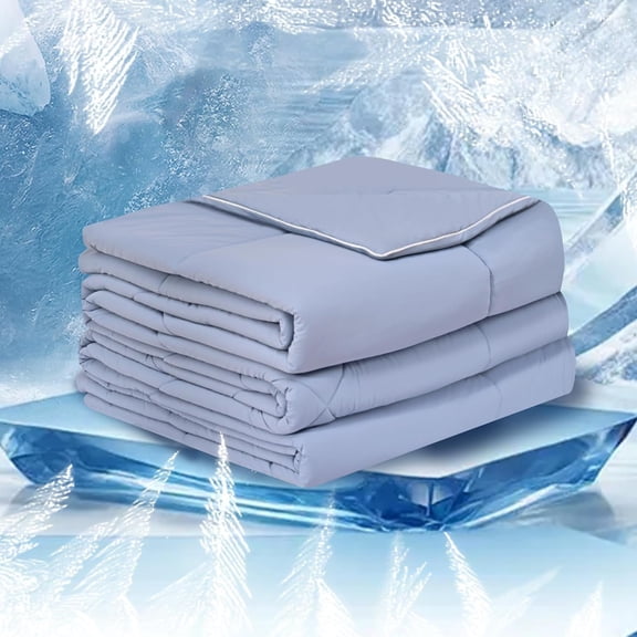 Blue Cooling Comforter Size(90"x90"),Double Sided Cooling Comforter Absorb Heat to Keep Cool,Cooling Blankets for Hot Sleepers and Night Sweats,Q-Max>0.5,BreathableLightweight Duvet Insert