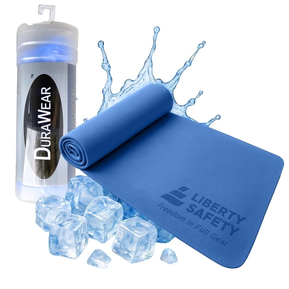 Blue Cooling Towel for Neck, 26 x 16.5 Inches. Cooling Neck Wrap for Summer Heat. PVA Cool Towels for Extreme Heat. Lightweight Cool Towel with Storage Container. Hiking Essentials