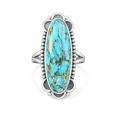 thumbnail image 1 of Blue Copper Turquoise 925 Sterling Silver Women Ring Long Oval Handmade Jewelry Size 8, 1 of 6