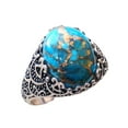thumbnail image 1 of Blue Copper Turquoise Mans Ring, Natural Copper Turquoise Ring, Silver Jewelry, 925 Silver Ring, Birthday Gift, Heavy Mens Ring, Arabic Design, Ottoman Style Ring, Christmas, Turkey Mens Signet Ring, 1 of 6