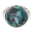 thumbnail image 1 of Blue Copper Turquoise Mans Ring, Natural Copper Turquoise Ring, Silver Jewelry, 925 Silver Ring, Birthday Gift, Heavy Mens Ring, Arabic Design, Ottoman Style Ring, Christmas, Simple Mens Signet Ring, 1 of 7