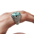 thumbnail image 1 of Blue Copper Turquoise Mans Ring, Natural Copper Turquoise Ring, Silver Jewelry, 925 Silver Ring, Birthday Gift, Heavy Mens Ring, Arabic Design, Ottoman Style Ring, Christmas, Turkey Mens Signet Ring, 1 of 7