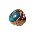 thumbnail image 1 of Blue Copper Turquoise Mens Ring, Natural Turquoise Ring, Oxidized Two Tone, 925 Silver Ring, Birthday Gift, Heavy Mens Ring, Arabic Design, Ottoman Style Ring, Christmas, Turkey Mens Signet Ring, 1 of 5