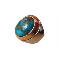 Blue Copper Turquoise Mens Ring, Natural Turquoise Ring, Oxidized Two Tone, 925 Silver Ring, Birthday Gift, Heavy Mens Ring, Arabic Design, Ottoman Style Ring, Christmas, Turkey Mens Signet Ring