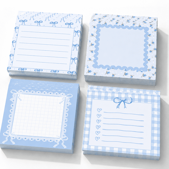 Blue Coquette Bow Sticky Notes, 3 x 3 Inch, 24 Pads/720 Total Sheets