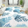 thumbnail image 1 of Blue Coral Area Rug, Coastal Ocean Theme Non Slip Noise Reduction Large Area Rugs, Easy Care Durable Carpet For Indoor Living Room Bedroom Office Decor Mat 5x8ft, 1 of 6