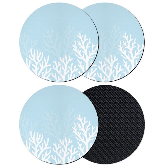 Blue Coral Coastal Coasters Set of 4, Absorbent Coasters for Drinks, Seaside Nautical Summer Ocean Sea Coaster for Desk Coffee Table Protection, Home Decor House Warming Gifts 4"