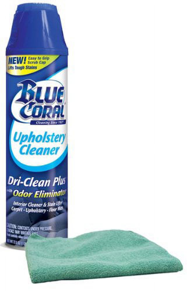 Blue Coral Dri-Clean Plus Carpet & Upholstery Cleaner (22.8 oz) Bundle with  Microfiber Cloth (2 Items)