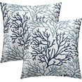 thumbnail image 1 of Blue Coral Throw Pillow Covers 18X18 Inch Summer Navy Ocean Sea Coastal Decorative Couch Pillow Cases Set of 2 for Living Room Bedroom Bed Outdoor Home Decor, 1 of 6