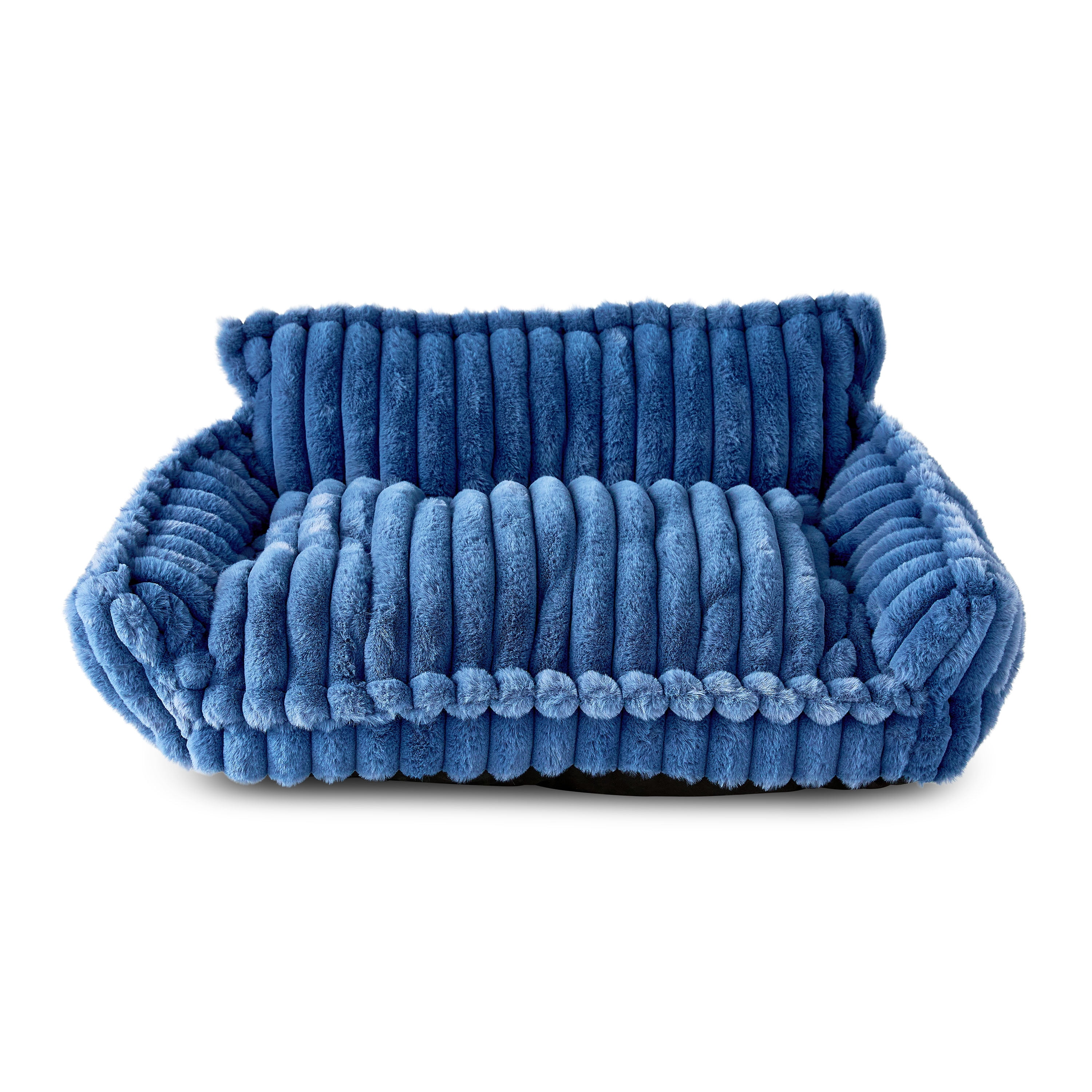 Vibrant Life Small Plush Cord Sofa Style Dog Bed, Blue, 17" x 24"