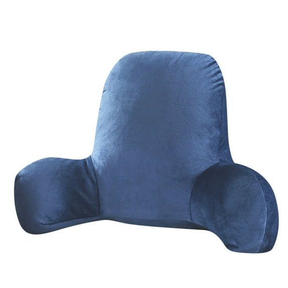 Blue Corduroy Lumbar Support Pillow With Armrests - Comfortable Backrest Cushion For Sofa, Bed, Reading, Relaxing - Ideal For Home Living Room Decor