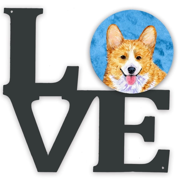 Blue Corgi Metal Wall Artwork LOVE