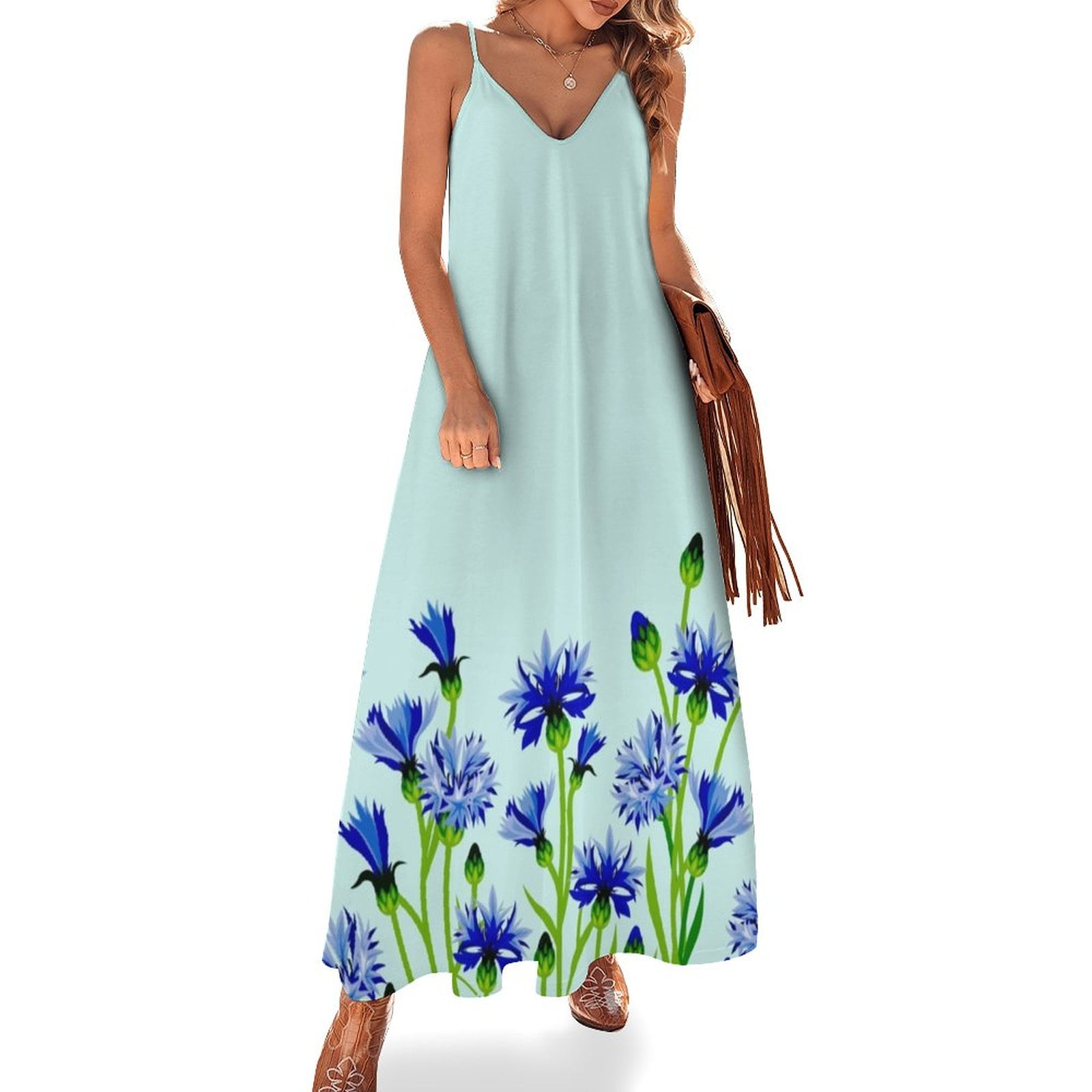 Blue Floral Beach Dress